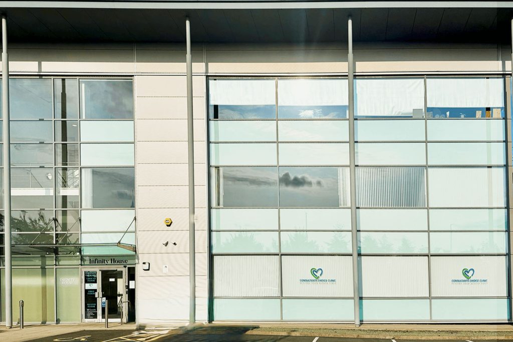 Reception area interior of Consultants Choice Clinic in Stockton-on-Tees, Teesside